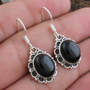 ต่างหูหยดน้ำออนิกซ์สีดำธรรมชาติ เงินแท้ 925 เครื่องประดับงานแต่งงานสุดหรูสำหรับผู้หญิง - Product Image 4