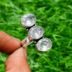 925 Sterling Silver White Topaz <b>Ring</b> Handmade <b>Fine</b> Jewelry for Women - Product Image 6