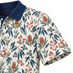 Polo à manches courtes pour homme, imprimé floral, décontracté, grande taille, tricoté, à motifs - Product Image 5