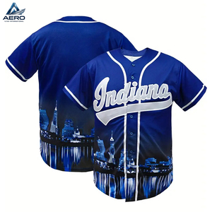 Camiseta de Béisbol Color Azul, 100% Poliéster, Cuello en V, Tela Ligeramente Elástica, Ropa Deportiva para Equipos Deportivos para las Cuatro Estaciones - Product Image 2