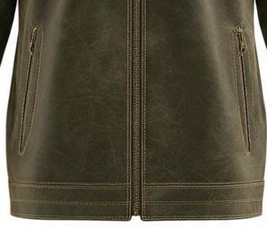 Veste en cuir véritable pour homme, col rabattu, fermeture éclair, style décontracté, couleur unie, coupe classique, pour l'automne - Product Image 6