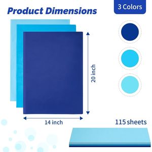 Papel de Seda Azul para Bolsas de Regalo, 115 Hojas, 14 x 20 Pulgadas, 3 Colores para Manualidades, Bodas, Cumpleaños y Día de la Independencia - Product Image 2