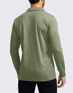 Mens Long Sleeve Polo Shirt Slim Fit Solid Color Soft Stretch Breathable Lightweight Casual Daily Wear <b>Classic</b> Collar Top - Product Image 6