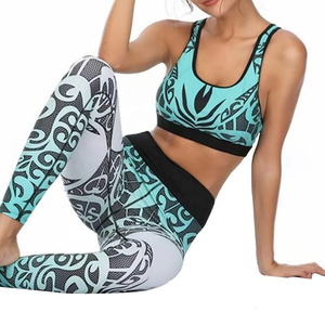 Ensemble de yoga et fitness pour femmes grandes tailles, respirant et écologique, avec leggings taille mi-haute et soutien-gorge, en Spandex/Nylon, pour l'été, vente en gros Razers - Product Image 3