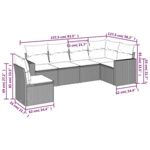Conjunto de sofás de jardín negros con cojines color blanco crema - Product Image 3