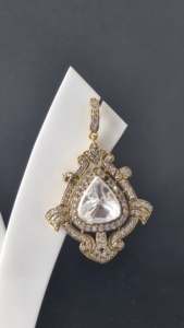 จี้เงินแท้ 925 ประดับเพชร CZ ทรงลูกแพร์ สไตล์อินเดียโบราณ หรูหรา วินเทจ - Product Image 3