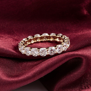 Round Cut Moissanite Eternity Band, Full Eternity Diamond Style <b>Ring</b> in Gold, Wedding Band for Women, Stackable - Product Image 6