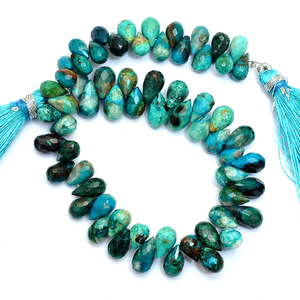 Perles en chrysocolle naturelle 5x7mm en forme de goutte, facettées, semi-précieuses, pour la fabrication de bijoux - Product Image 2