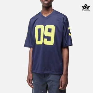 Maillot de football américain bleu marine pour homme SPARKWELL n° 09 Col en V Manches courtes Maille respirante Polyester Coupe classique - Product Image 1