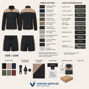 Bulk Custom <b>Women's</b> Nylon <b>Jacket</b> Shorts Set High Collar Wind Resistant Polyester Woven Custom Print Apparel Supplier - Product Image 5