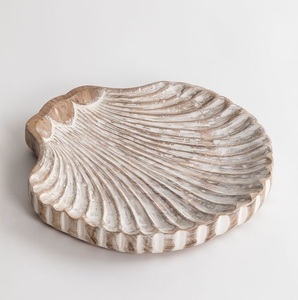 Premium Shell Shape Wooden Serving <b>Tray</b> Decorative Coastal Style <b>Table</b> <b>Tray</b> for Home Decor - Product Image 1
