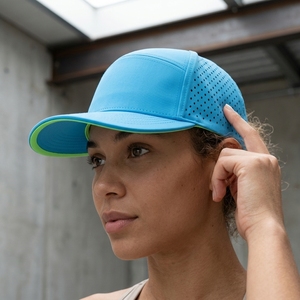 Casquette Trucker 5 Panneaux Snapback à Pois et Rayures Bicolore en Toile de Coton Brodé pour Tenue Décontractée et Extérieur - Product Image 3