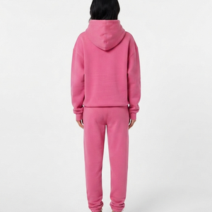 Ensemble de survêtement rose surdimensionné personnalisé pour femme, 2 pièces, pantalon large et sweat à capuche ample, motif uni, dernière collection, tenues d'hiver - Product Image 2