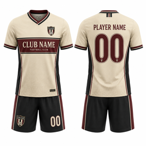 Conjunto de Camiseta de Fútbol Personalizada para Hombre, Cuello en V, Manga Corta, Transpirable, 100% Poliéster, Impresión Sublimada, Nombre del Club, Club de Fútbol - Product Image 1