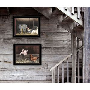 Dipinti di animali Vignette 2 pezzi di Billy jacob 'Bacon & Eggs' in cornice nera - Product Image 2