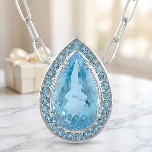 Colgante de Topacio Azul en Plata de Ley 92.5 KLSP-50582 - Product Image 3