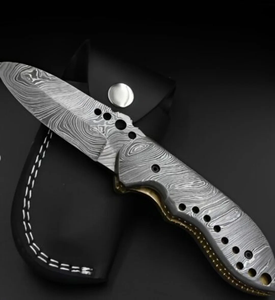 Couteau utilitaire pliant en acier Damas de qualité supérieure, couteau pliant Damas avec manche Damas, couteau pliant en acier Damas OEM - Product Image 1