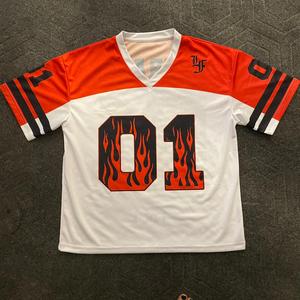 Custom Football Jersey Streetwear V-neck <b>Polyester</b> Mesh Digital Print Retro Football crop t <b>shirt</b> - Product Image 1