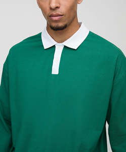 เสื้อโปโลชาย แขนยาว คอกลม ผ้าฝ้าย 100% ทรงหลวม พิมพ์ลายดิจิตอล รับสกรีนโลโก้ ขายดี - Product Image 2