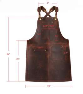 Delantal Clásico de Cuero Marrón para Barbacoa, Asado y Repostería, Suministros Profesionales para Chefs, Protección Reforzada a Prueba de Olores - Product Image 3