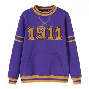 Para la Universidad y los Colegios, Sudadera Omega 1911 con Rayas Púrpuras, Cuello Redondo, Manga Larga, Informal, 100% Algodón, Felpa - Product Image 2