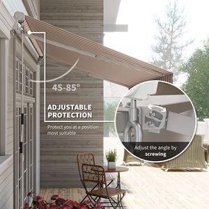Toldo Retráctil Manual Ajustable de 12 Pies x 10 Pies, Beige/Blanco, Instalación Motorizada Eléctrica para Patio, Balcón, Jardín - Product Image 4