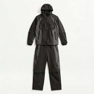 Ensemble de survêtement streetwear personnalisé pour homme, design 2-en-1, 100 % coton, tissu extensible, panneaux légers, respirant, coupe-vent - Product Image 6