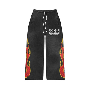 Conjunto de Chándal Personalizado para Hombre con Estampado de Llamas, Sudadera con Cremallera y Pantalones Jogger, Ropa Urbana, Traje Deportivo Gráfico, OEM ODM Marca Privada - Product Image 4