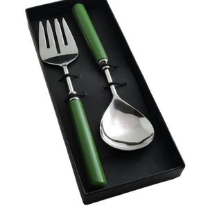 Dernier design ensemble de service à salade en acier inoxydable ensemble d'outils à salade personnalisés avec manche en résine cadeau de Noël vaisselle couverts cuillère fourchette - Product Image 1