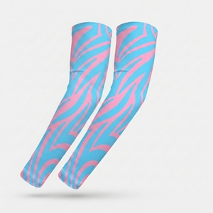 Manguitos de manga larga para mujer, azul y rosa, con estampado geométrico digital, poliéster UPF50+ - Product Image 1