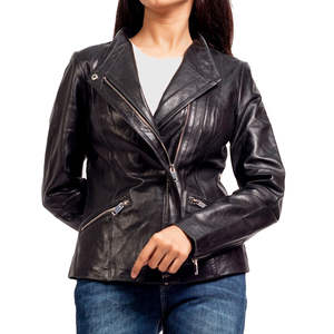 Chaqueta Acolchada de Cuero Genuino Suave para Mujer con un Diseño Casual y Elegante para el Uso Diario - Product Image 1