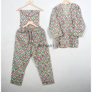 Conjunto de Pijama de Algodón 100% con Estampado Floral para Mujer, Manga Larga, Cuello en V, Cintura Elástica, Ropa de Dormir Informal, Suave y Transpirable, ART&ART Primavera - Product Image 6