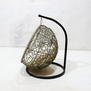 Wicker PE Rattan Hanging Pet Egg Chair Swing <b>Bed</b> with Metal Stand Washable Cushion for Cats Small Dogs - Product Image 3