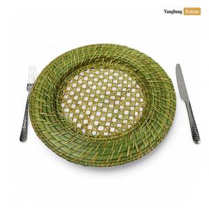 Vajilla natural de tamaño personalizado, platos y platos de bambú, cargadores de placa de oro de Sousplat Vietnam, pedido barato a granel, 100 Uds + - Product Image 3