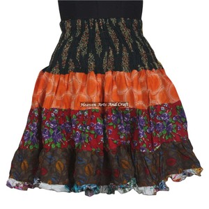 Gypsy Indian <b>Patchwork</b> Boho Hippy Festival <b>Skirt</b> Stylish Sexy Breathable 100% Cotton Midi <b>Skirt</b> All Seasons - Product Image 2