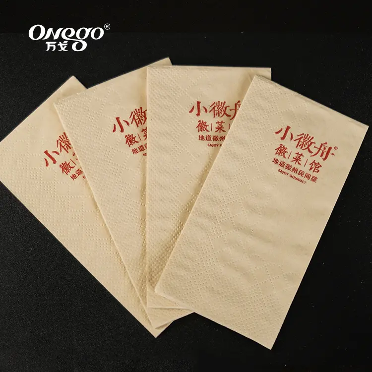 Vendita calda 1/4 tovaglioli personalizzati piegati con Logo stampato per ristorante tovaglioli di carta velina