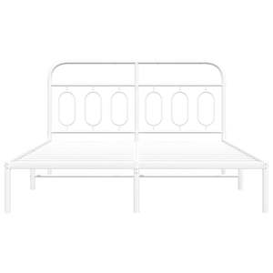 Cadre de lit king-size en acier blanc, design rectangulaire moderne, lits en métal, catégorie de produits - Product Image 4