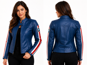 Women Adults Silk Screen Printed Motorcycle <b>Racing</b> Style Zip-Up Biker <b>Jacket</b> Sleeve Stripe Motocross Outerwear Custom Logo All - Product Image 3