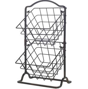 Nouvelle conception de panier de rangement en fil métallique à 2 niveaux pour comptoir de cuisine, pour pain, fruits et légumes. - Product Image 2