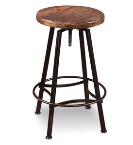Taburete de Bar de Metal de hierro antiguo Industrial con asiento de madera redondo taburete de Bar alto giratorio para restaurante Pub Café Patio y cocina - Product Image 1