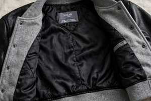 Veste universitaire pour homme en laine avec manches en cuir, style baseball, patch brodé, col rond, décontractée, hiver, polaire, streetwear - Product Image 4