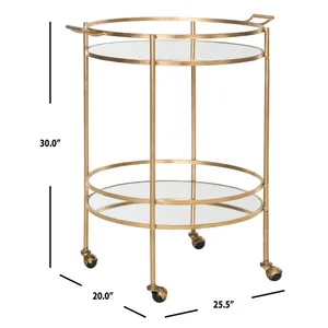 Chariot de service rond en céramique artisanale haut de gamme, doré, moderne, de luxe, lourd, avec couvercle plaqué, pour hôtels, sûr à utiliser - Product Image 3