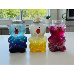 500ml <b>Cute</b> <b>Bear</b> Shape PET Plastic Bottle Jar with Aluminum Lid Made in Vietnam Screw Cap Seal for Beverage Packaging Export Asia - Product Image 4