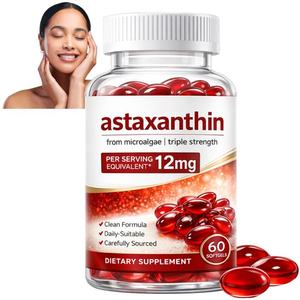 Gélules d'astaxanthine 12 mg en marque blanche OEM/ODM, 60 unités, issue d'Haematococcus Pluvialis, pour le soutien antioxydant des yeux, des articulations et de la peau - Product Image 1