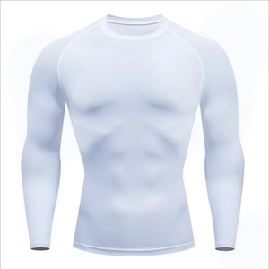 Custom Made High Quality BJJ MMA <b>Men's</b> Long Sleeve Rash Guard Polyester/Nylon/Spandex OEM <b>Men's</b> Long Sleeve <b>Compression</b> Rash - Product Image 3
