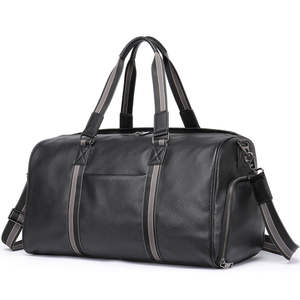 Sac de sport élégant en cuir véritable 76-120L+ avec compartiment à chaussures, fermeture éclair, portable, pour voyage, nuitée ou hôpital - Product Image 3