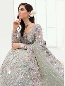 Vestido de Novia de Encaje Hecho a Mano de Primera Calidad con MOQ Bajo, Vestido de Novia Indio/Pakistaní con Volantes hasta el Suelo, 100% Poliéster - Product Image 4