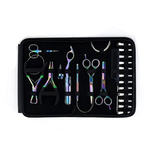 High Quality Hair Extension Tool Kit With Extension Pliers Pulling Hook Loop <b>Needle</b> Silicone <b>Beads</b> Thread Clips For Professional - Product Image 3