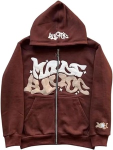 Sweat à capuche pour homme de haute qualité, poids lourd, 100% coton, broderie 3D, imprimé en relief, long, personnalisé, hiver, XS, uni, teint - Product Image 3