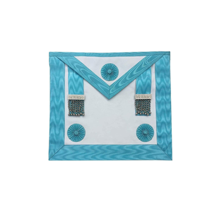 Custom Embroidered Masonic Apron Blue White Classical Style <b>Sew</b>-On Badge Garment Decoration Beads Trim - Product Image 1